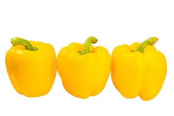 PAPRIKA.Fresh yellow bell pepper isolated on white background. Bulgarian salad pepper .Fresh vegetables. Harvest. Vegan. close up