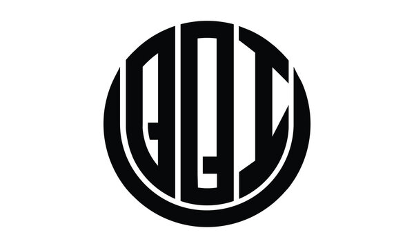 QQI shield in circle logo design vector template. lettermrk, wordmark, monogram symbol on white background.	