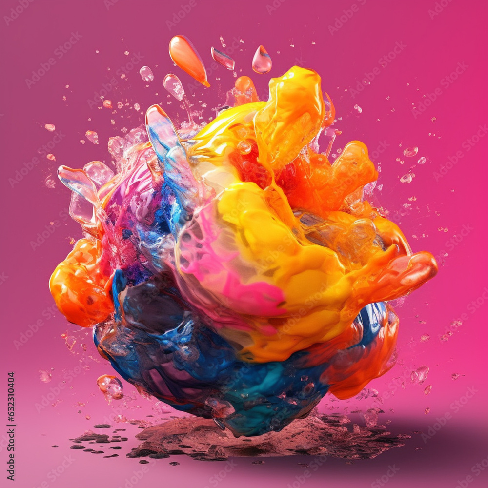 Fototapete an abstract surreal photograph of a quartz splashed in bright paint. generative ai technology.