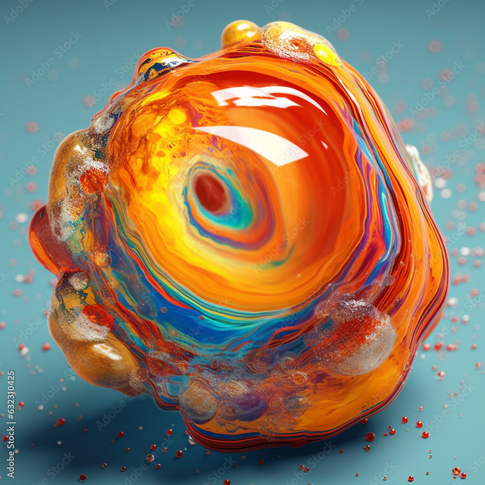 Leinwandbilder an abstract surreal photograph of a agate splashed in bright paint. generative ai technology.