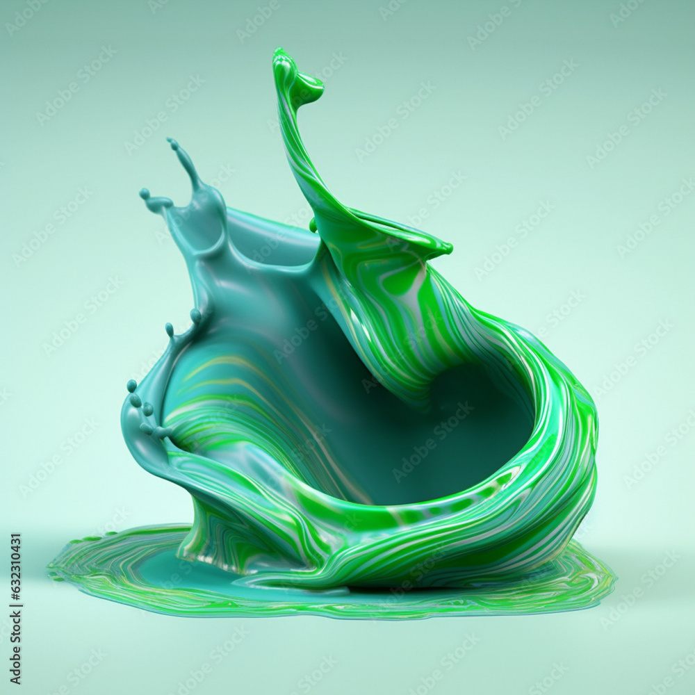 Fototapete an abstract surreal photograph of a jade splashed in bright paint. generative ai technology.
