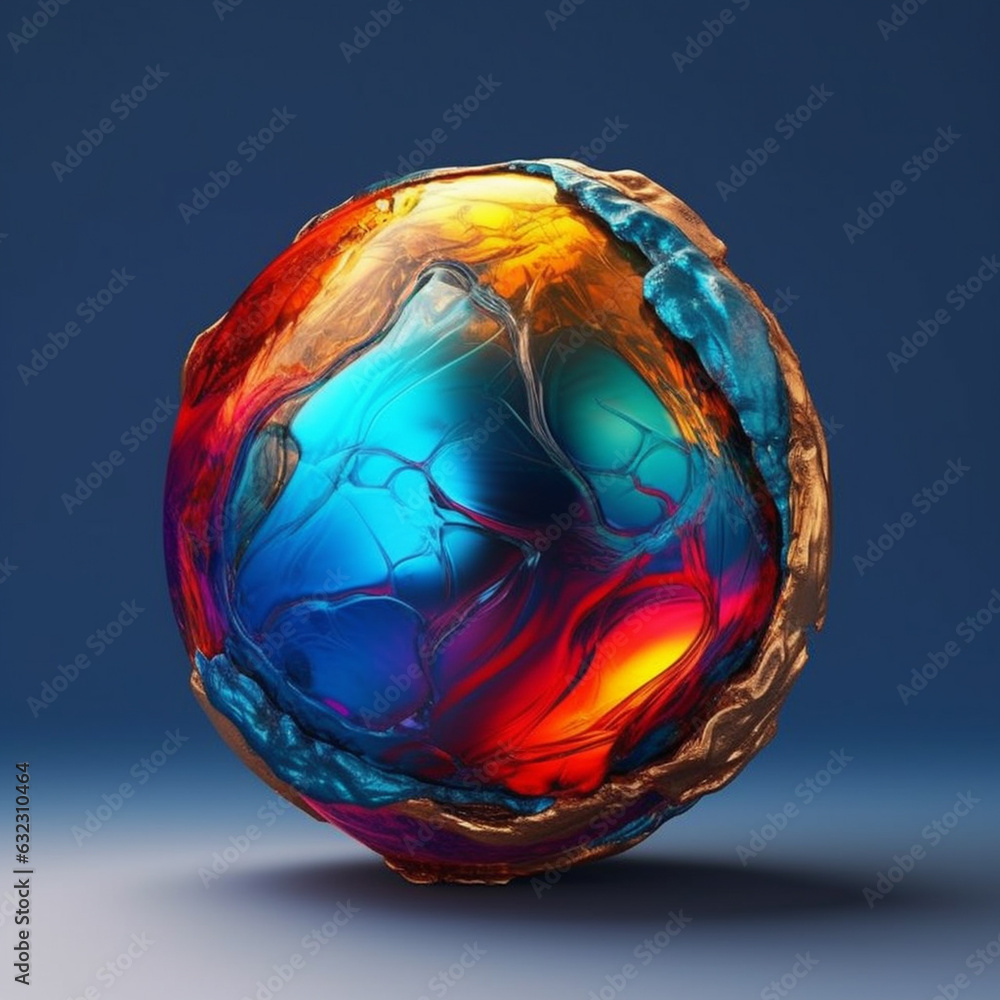 Poster an abstract surreal photograph of a labradorite splashed in bright paint. generative ai technology.