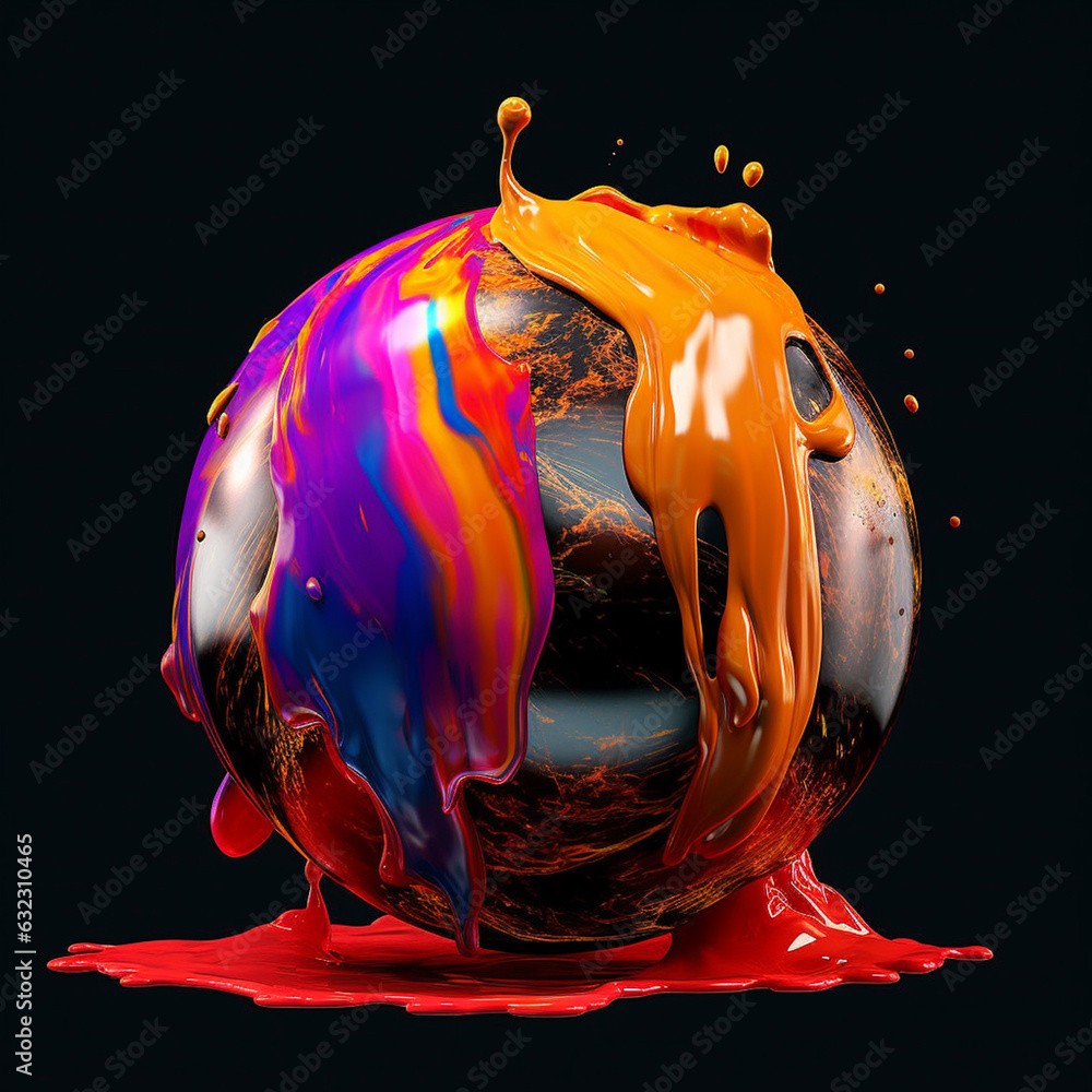 Leinwandbilder an abstract surreal photograph of a obsidian splashed in bright paint. generative ai technology.