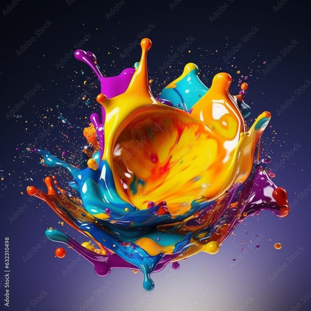 Fototapete an abstract surreal photograph of a onyx splashed in bright paint. generative ai technology.