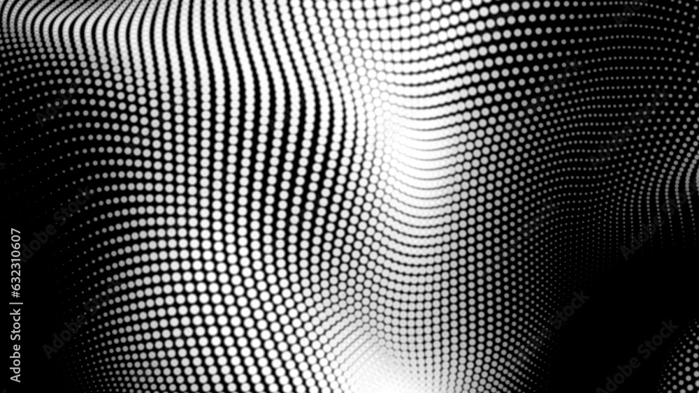 Poster dot white black wave technology texture background. abstract big data digital concept. 3d rendering.