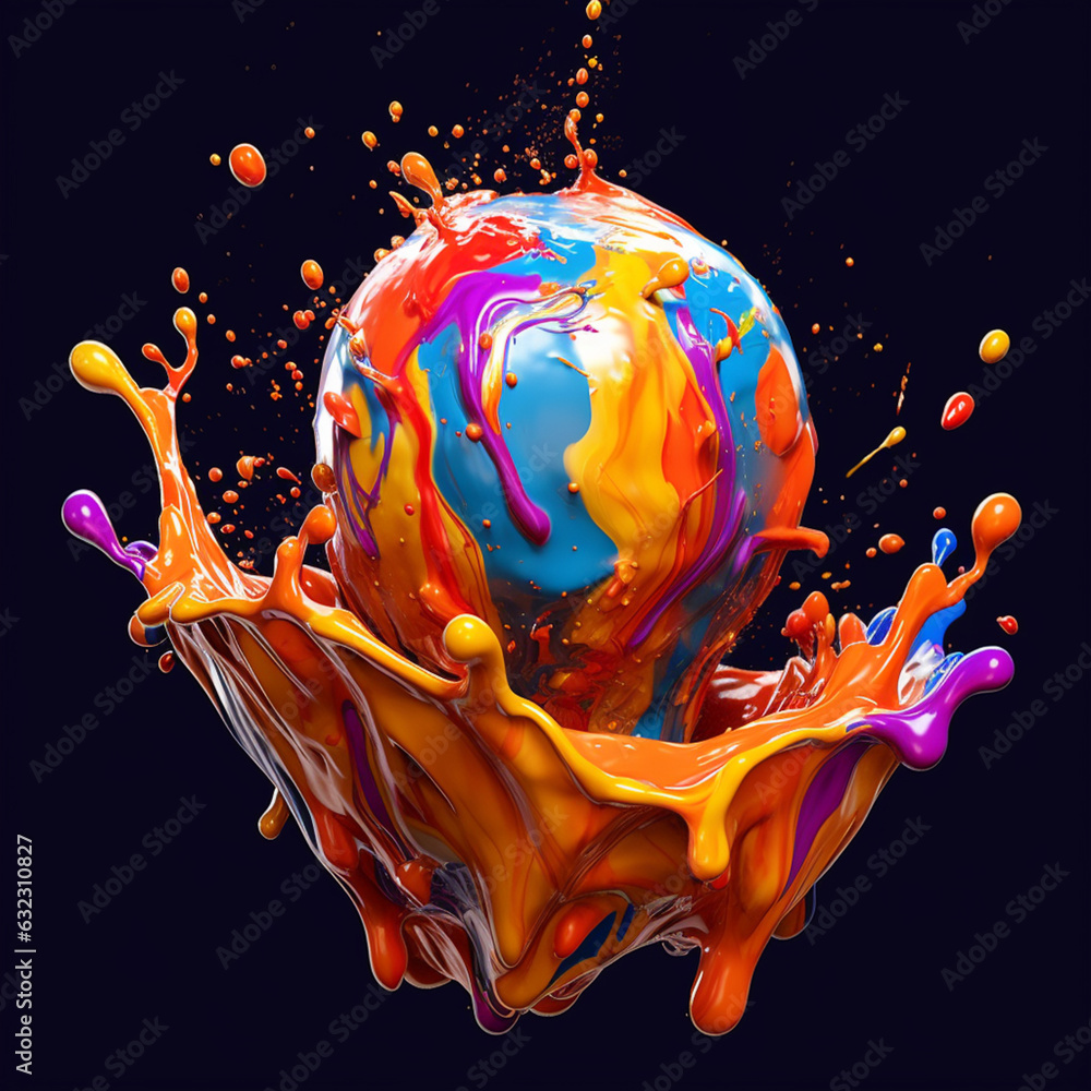 Leinwandbilder an abstract surreal photograph of a jasper splashed in bright paint. generative ai technology.