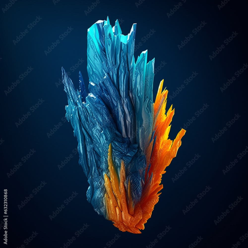 Aufkleber an abstract surreal photograph of a blue kyanite splashed in bright paint. generative ai technology.