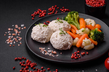 Delicious healthy steamed chicken cutlets or minced meatballs