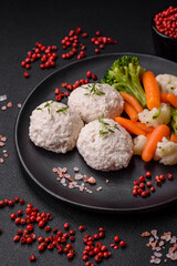 Delicious healthy steamed chicken cutlets or minced meatballs