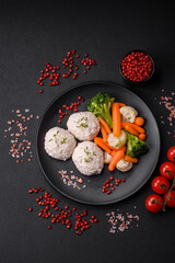 Delicious healthy steamed chicken cutlets or minced meatballs