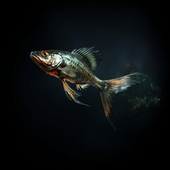 Fototapeta premium Flying Illuminated Fish in Water. Generative ai