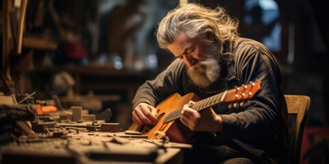 illustration of guitar maker, generative AI