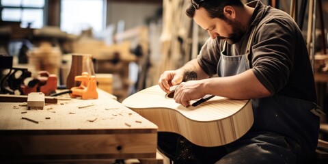 illustration of guitar maker, generative AI