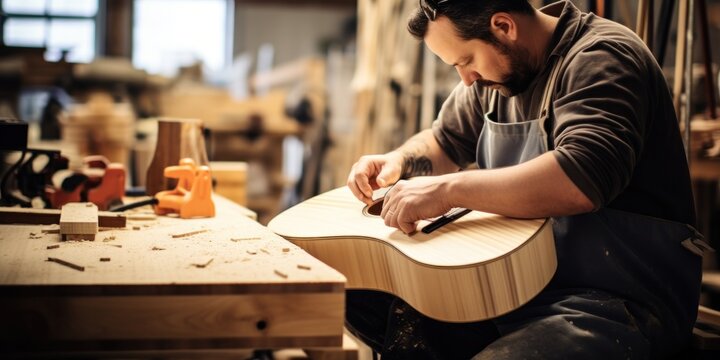 illustration of guitar maker, generative AI