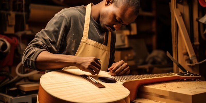 illustration of guitar maker, generative AI