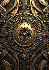 Obraz premium Metal background with embossed ornament on leatherMetal background with embossed ornament on leather, generative AI