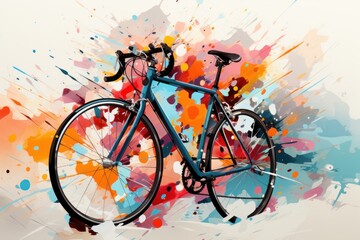 Abstract modern digital colorful art made with foot bicycle with geometric shapes.