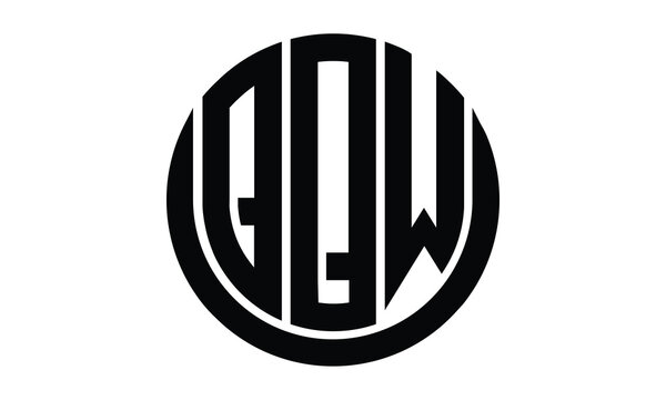 QQW shield in circle logo design vector template. lettermrk, wordmark, monogram symbol on white background.	