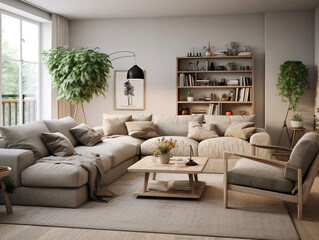 Modern scandinavian interior of living room Generative AI