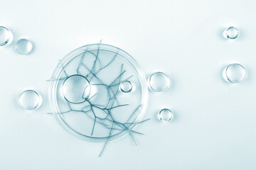 Chemical laboratory research. Abstract cosmetic laboratory. Glass model of molecules.