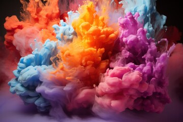 Fototapeta premium Colorful art of powder dust explosion. Holi color festival . Abstract modern digital art.
