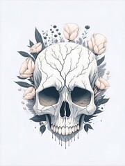 Cartoon skull concept. AI generated illustration