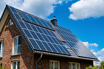 House with solar panel on the roof in Germany.