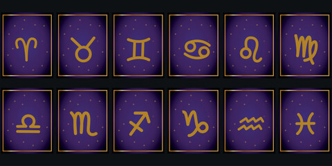 Zodiac signs black icons set vector. Isolated horoscope zodiac symbols : Capricorn, Aquarius, Pisces, Aries, Taurus, Gemini, Cancer, Leo, Virgo, Libra, Scorpio. Zodiac astrology vector illustration.