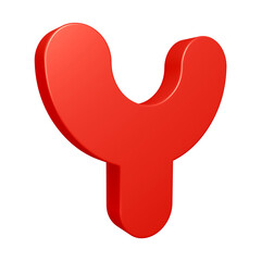 3D alphabet letter y in red color for education and text concept
