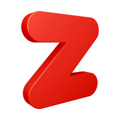 3D alphabet letter z in red color for education and text concept