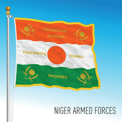 Niger Armed Forces waving flag, african country, vector illustration
