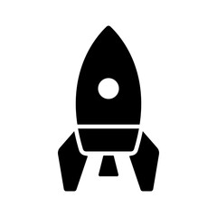 Rocket icon. Black silhouette. Front side view. Vector simple flat graphic illustration. Isolated object on a white background. Isolate.