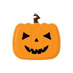 Halloween pumpkin icon. Color silhouette. Front view. Vector simple flat graphic illustration. Isolated object on a white background. Isolate.