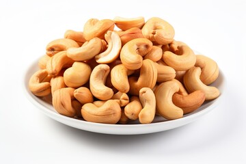 Fototapeta premium Cashew nuts isolated on transparent or white background | Generative AI