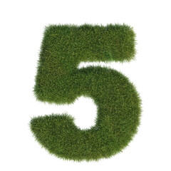 font art 3d rendering, artistic font covered with grass, alphabet numbers with transparent background