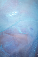 Abstract fluid acrylic painting. Marbled blue abstract background.
