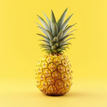 Pineapple on yellow background. Minimal concept. 3d render