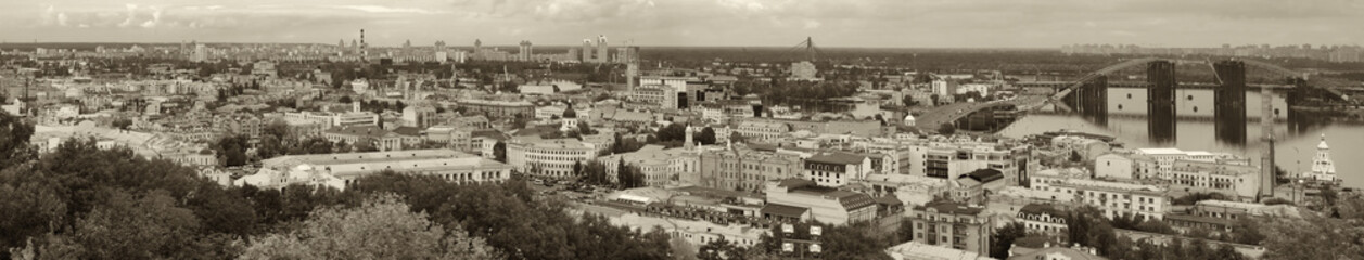 The city of Kyiv, the capital of Ukraine, in the frame of the camera, a panorama of Podil - the most ancient part of the community.