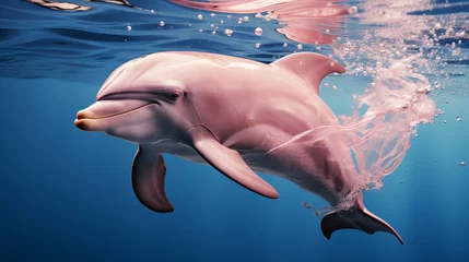 Foto auf Leinwand Pink dolphin, rare species of marine animal, Amazonian dolphin underwater. Generative AI © Marynkka_muis_ua