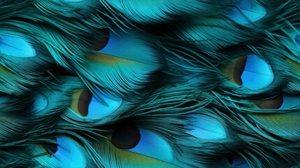 Continuous Elegance: Shiny Peacock Feather Seamless Pattern
