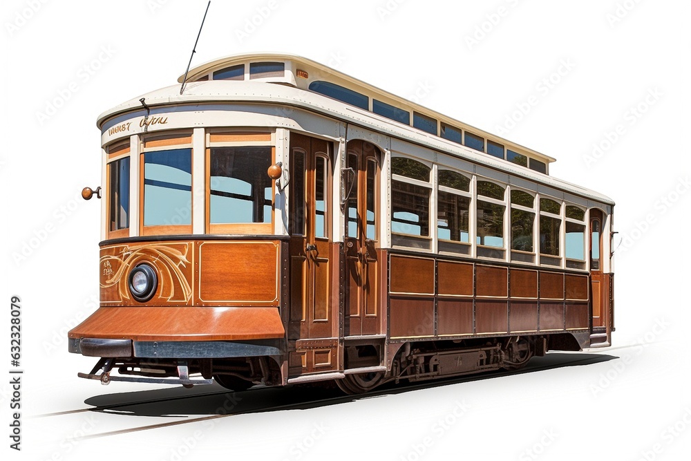 Poster retro trolley bus isolated on white background.