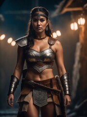 Obraz na płótnie Canvas female dressed as amazon warrior