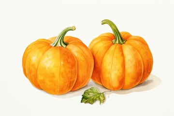 Illustration of orange pumpkins isolated on white background