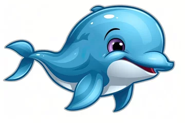 Foto auf Acrylglas Antireflex dolphin cartoon funny adorable. Generative AI © Vusal