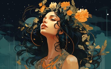 Magical Allure The Glamour of a Mysterious Woman Goddess of the Night A Dark and Sensual Portrait
