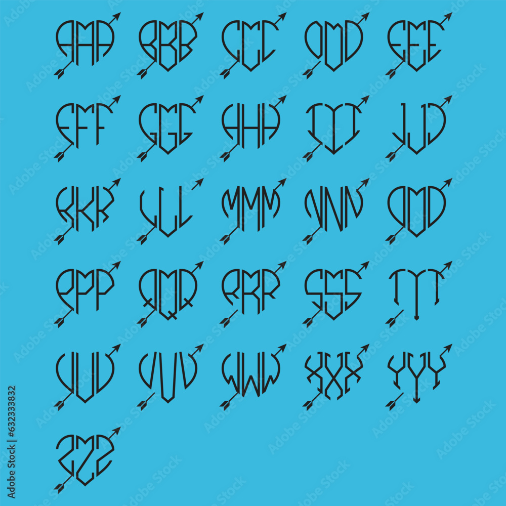 Fototapete hand drawn alphabet. print ready vector design for tshirt, mug and printing item. bundle design .bla