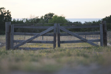 A wooden gate in the countryside