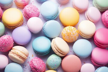 Colorful macarons dessert background