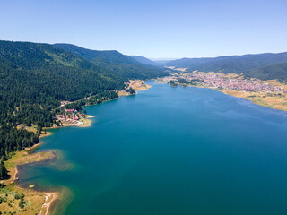 Fototapeta na wymiar Aerial Summer view of Dospat Reservoir, Bulgaria