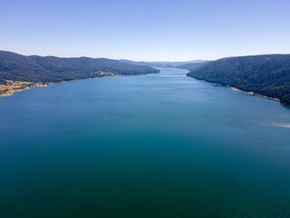 Aerial Summer view of Dospat Reservoir, Bulgaria